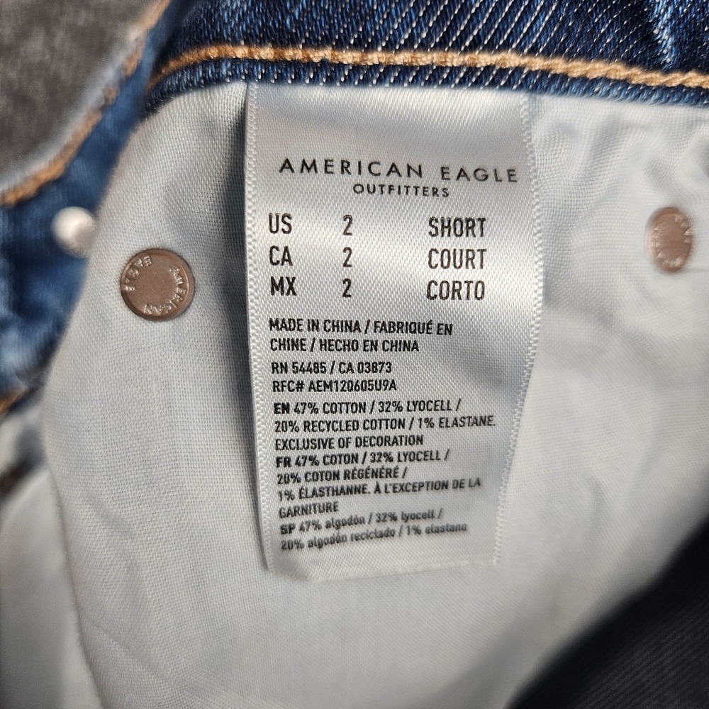 American Eagle Super High-Rise Straight Jeans Men's 2 SHORT Stretch Med Wash NEW - Picture 3 of 10